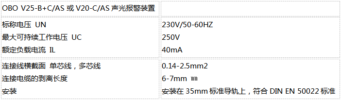 OBO聲光報警浪涌保護器技術參數(shù)